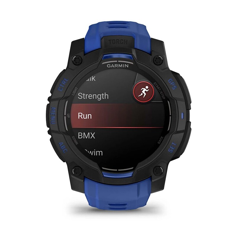 Смарт-годинник Garmin Instinct 3 45mm AMOLED Black with Bolt Blue/Black Silicone Band (010-02936-03)
