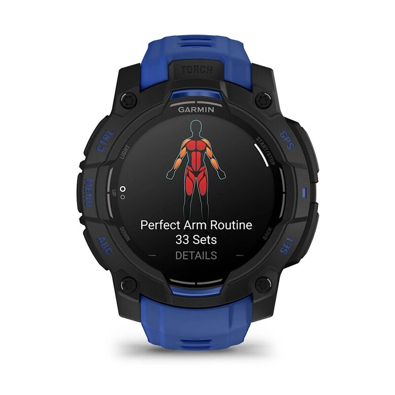 Смарт-годинник Garmin Instinct 3 45mm AMOLED Black with Bolt Blue/Black Silicone Band (010-02936-03)