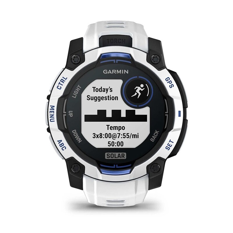 Смарт-годинник Garmin Instinct 3 45mm Solar Whitestone with Whitestone/Bolt Blue Silicone Band (010-02934-03)
