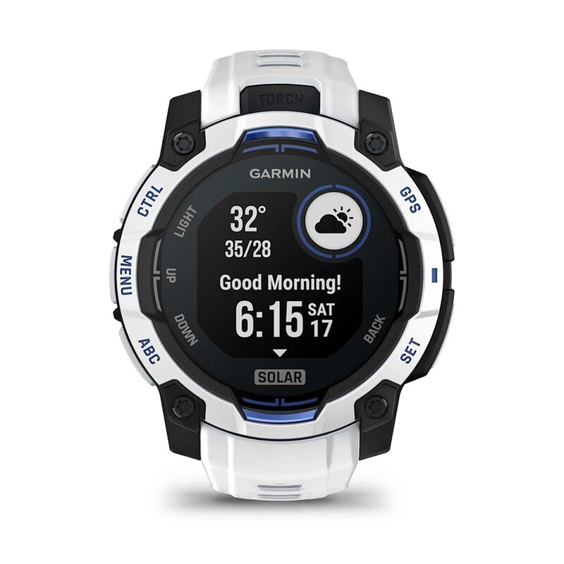 Смарт-годинник Garmin Instinct 3 45mm Solar Whitestone with Whitestone/Bolt Blue Silicone Band (010-02934-03)