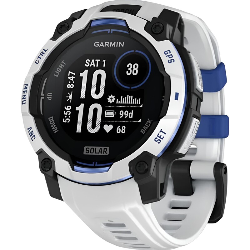 Смарт-годинник Garmin Instinct 3 45mm Solar Whitestone with Whitestone/Bolt Blue Silicone Band (010-02934-03)