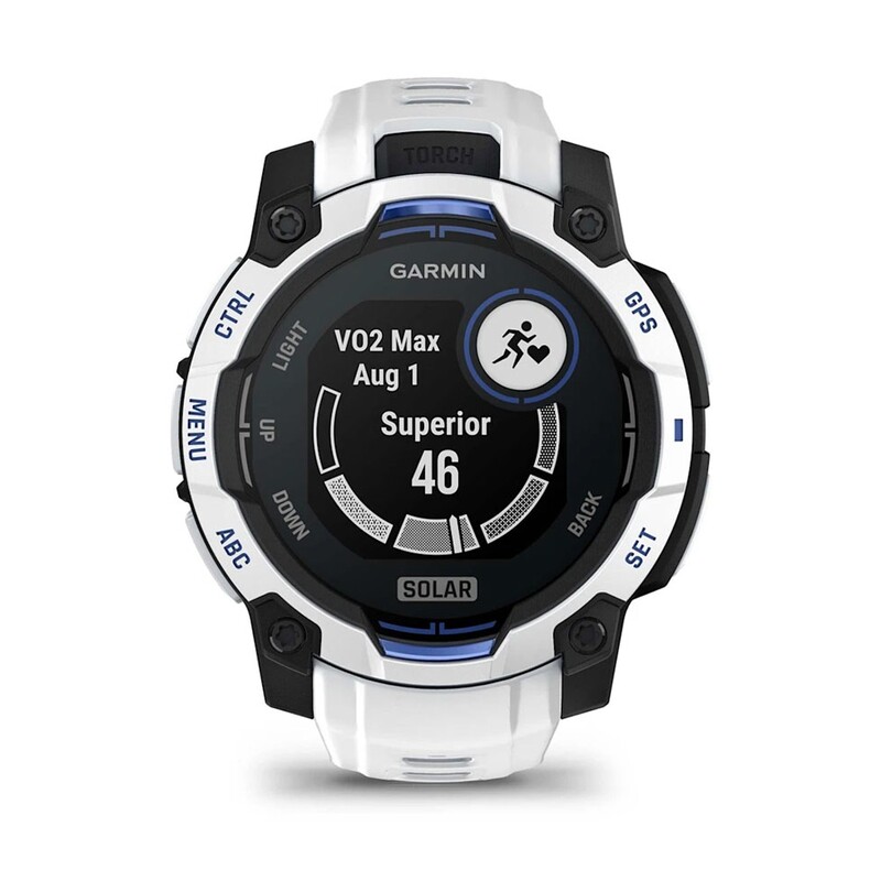 Смарт-годинник Garmin Instinct 3 45mm Solar Whitestone with Whitestone/Bolt Blue Silicone Band (010-02934-03)
