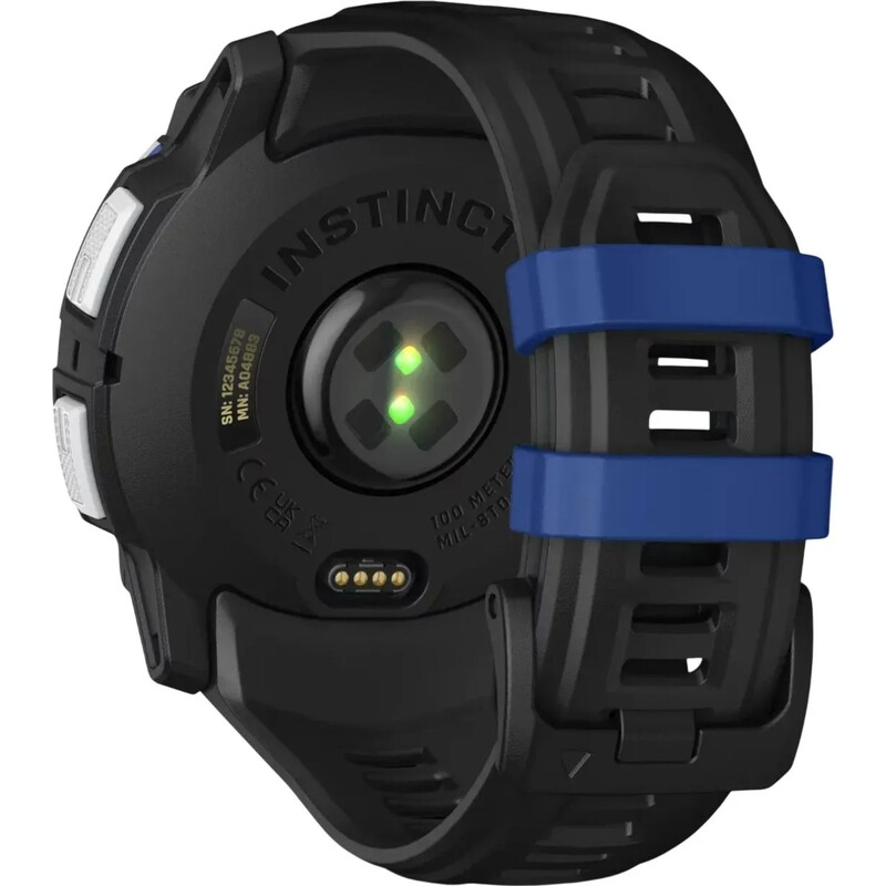 Смарт-часы Garmin Instinct 3 50mm Solar Whitestone with Black/Bolt Blue Silicone Band (010-02935-03)