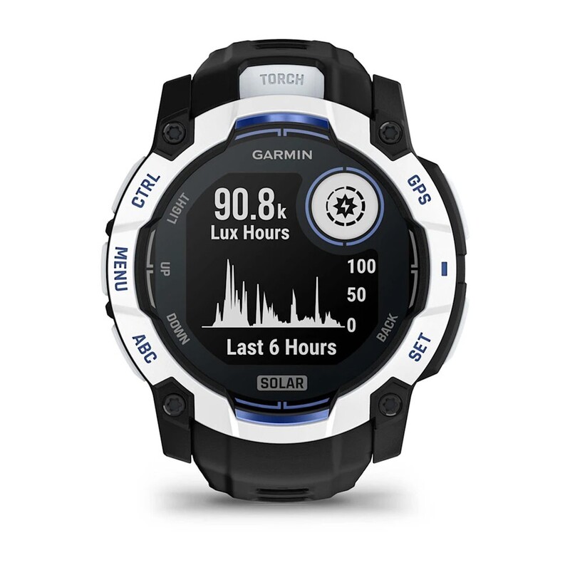 Смарт-годинник Garmin Instinct 3 50mm Solar Whitestone with Black/Bolt Blue Silicone Band (010-02935-03)