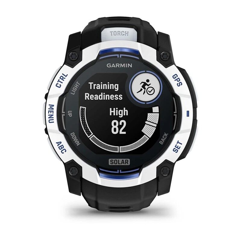 Смарт-годинник Garmin Instinct 3 50mm Solar Whitestone with Black/Bolt Blue Silicone Band (010-02935-03)