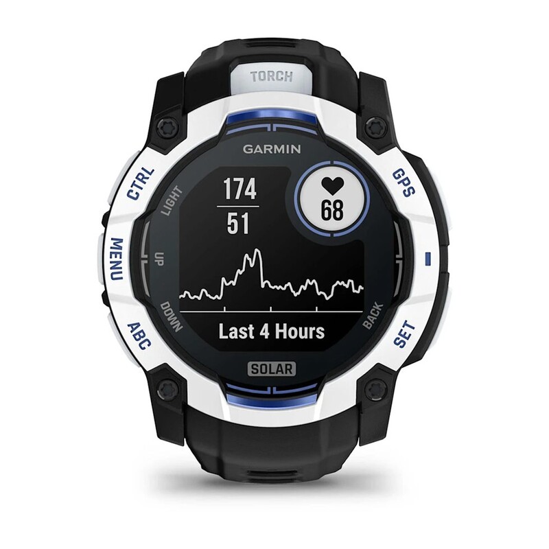 Смарт-годинник Garmin Instinct 3 50mm Solar Whitestone with Black/Bolt Blue Silicone Band (010-02935-03)