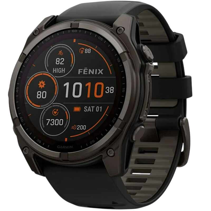 Смарт-часы Garmin Fenix 8 51mm Solar Sapphire Carbon Gray Titanium with Pebble Gray Silicone Band (010-02907-11)