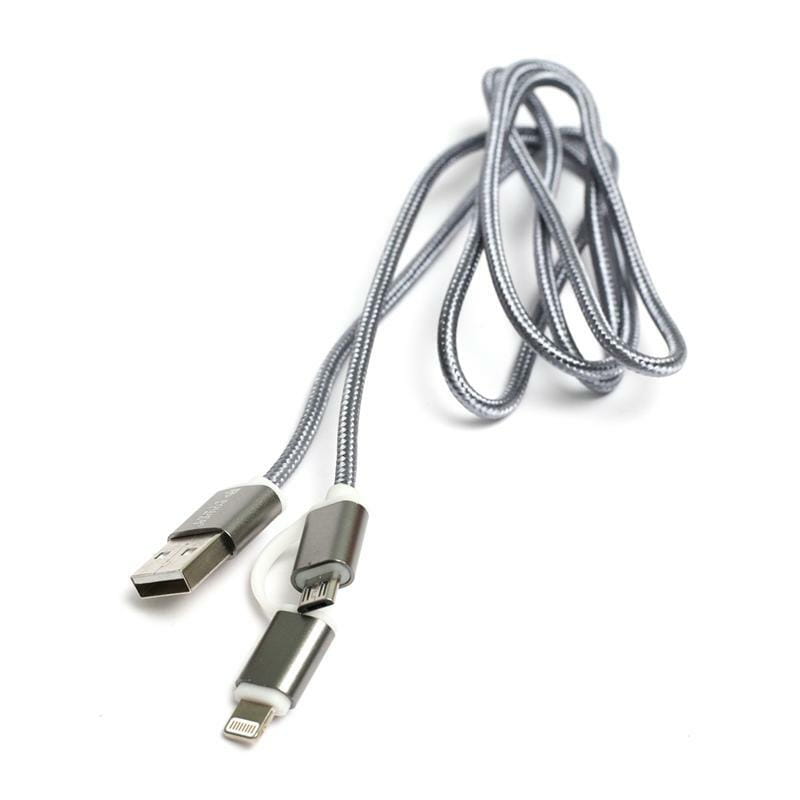 Кабель PowerPlant USB2.0-MicroUSB-Lightning, 1м Grey (KD00AS1289)