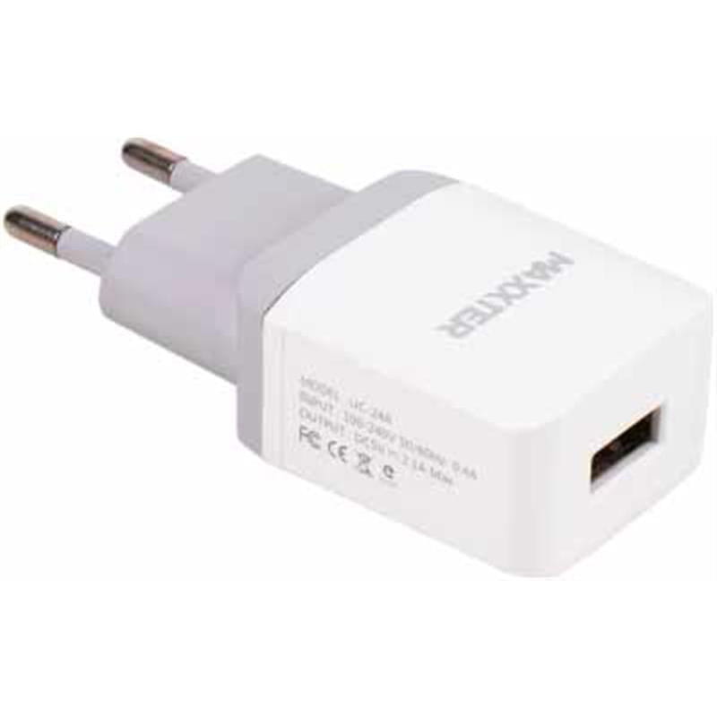 Сетевое зарядное устройство Maxxter (1USBx2.1A) White (UC-24A)