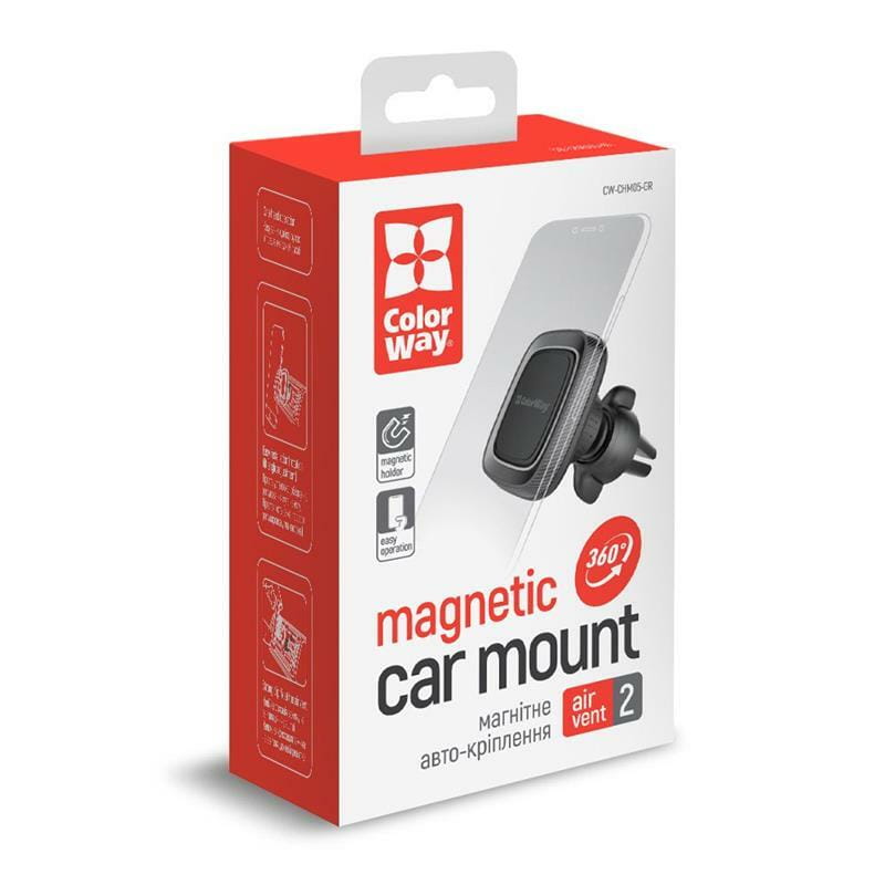 Держатель автомобильный СolorWay магнитный Air Vent-2 Gray (CW-CHM05-GR)