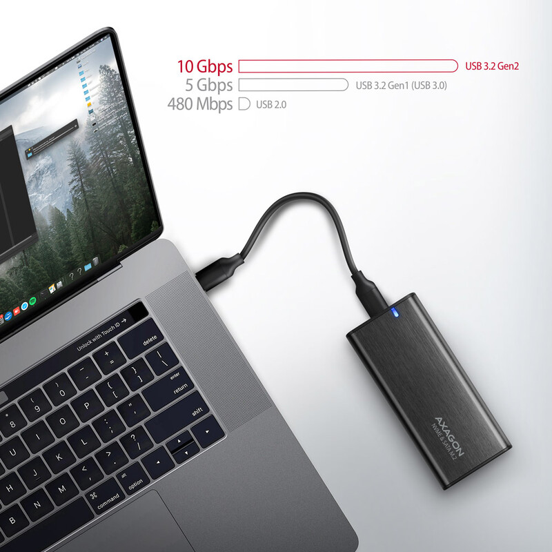 Внешний карман Axagon NVMe M.2 2242/2260/2280 USB Type-C 3.2 Black (EEM2-SB2)