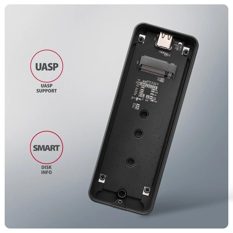 Внешний карман Axagon NVMe M.2 2242/2260/2280 USB Type-C 3.2 Black (EEM2-20G)