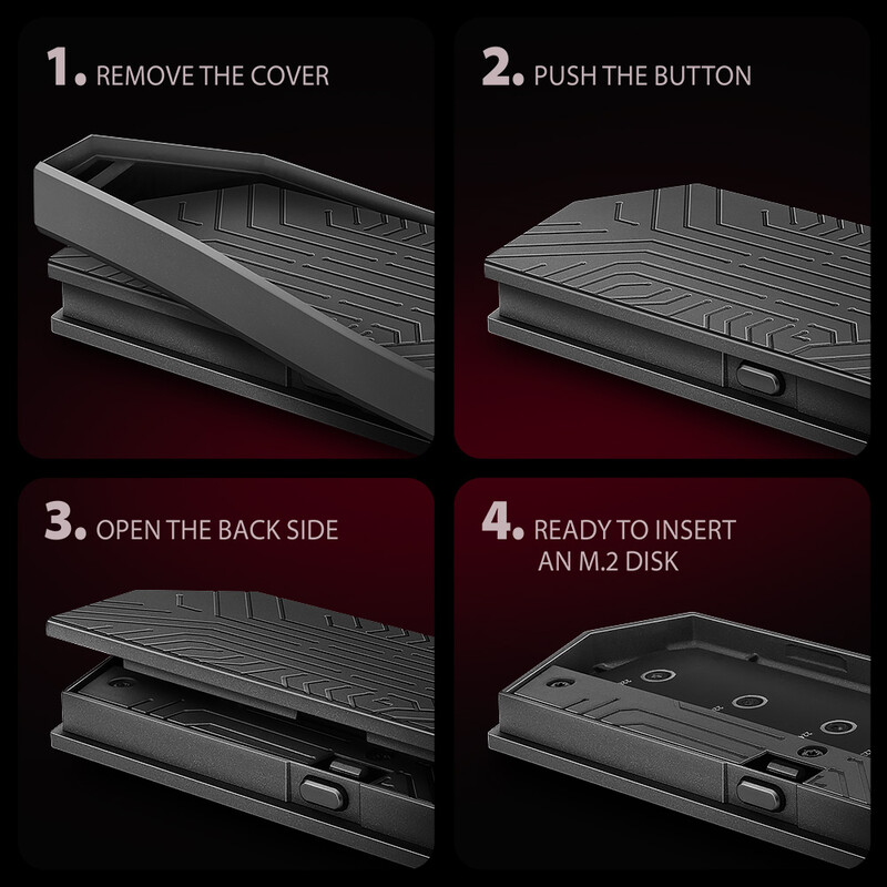 Внешний карман Axagon NVMe M.2 2230/2242/2260/2280 USB Type-C 3.2 Black (EEM2-GAM)