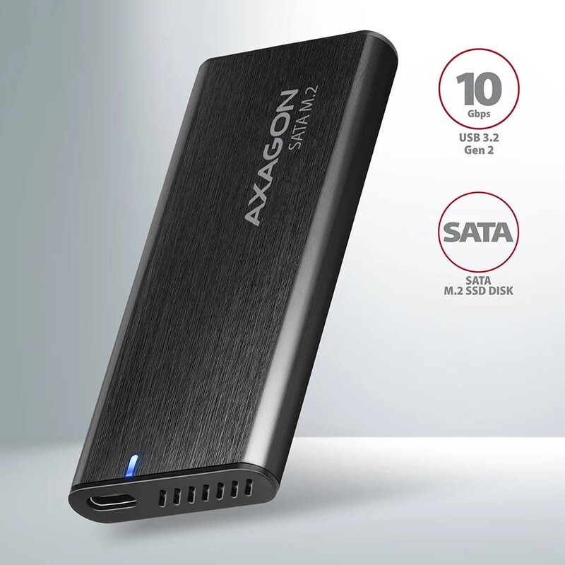 Зовнішня кишеня Axagon M.2 SATA 2242/2260/2280 USB Type-C 3.2 Black (EEM2-SBC)