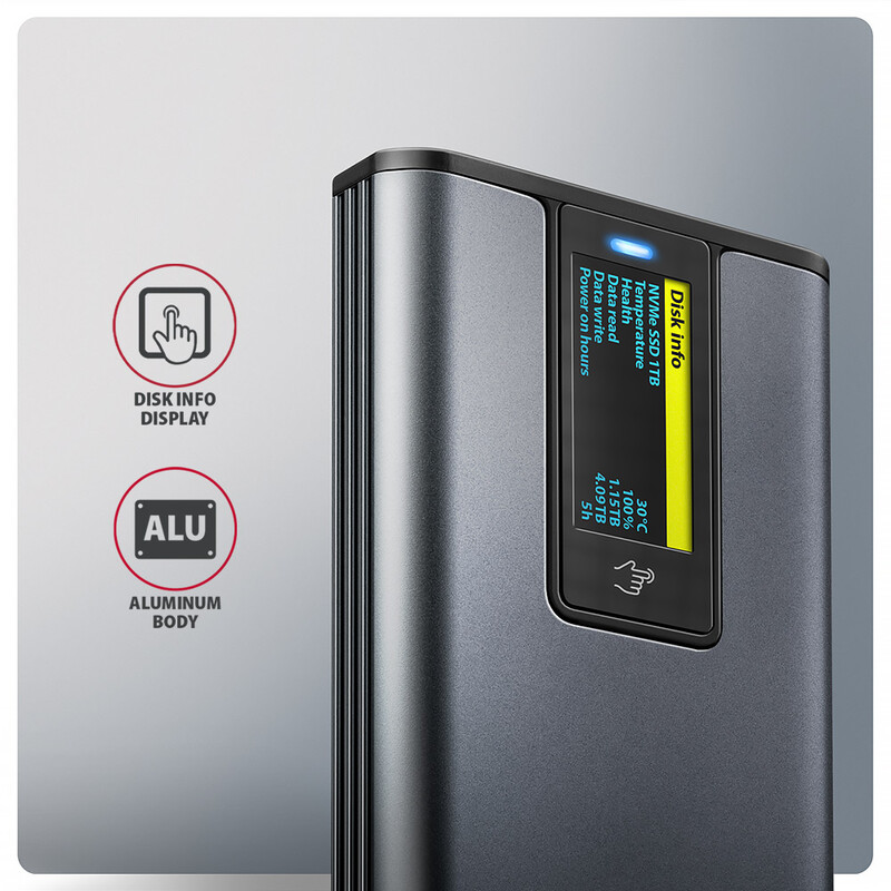 Зовнішня кишеня Axagon NVMe M.2 2242/2260/2280 USB Type-C 3.2 Black (EEM2-SD2)