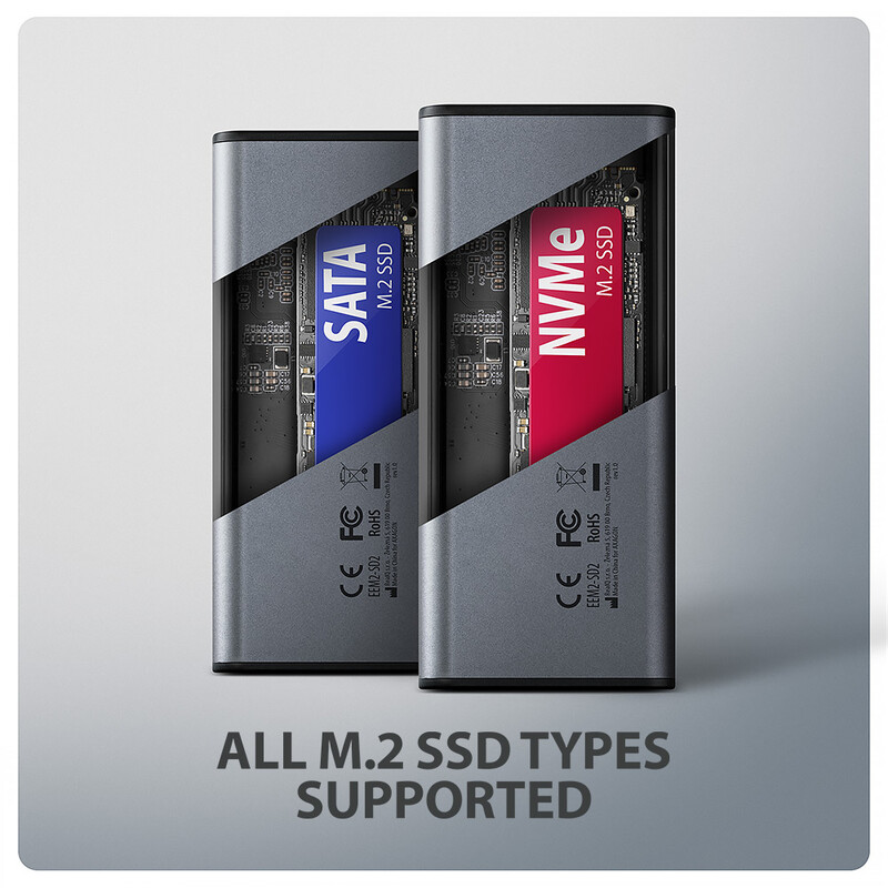 Зовнішня кишеня Axagon NVMe M.2 2242/2260/2280 USB Type-C 3.2 Black (EEM2-SD2)