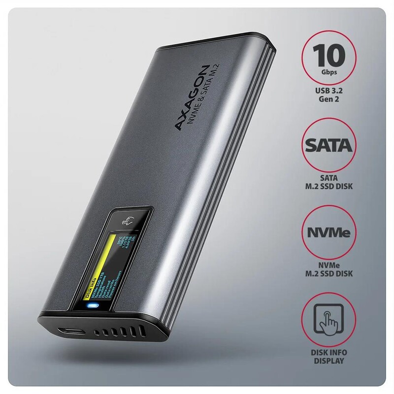 Зовнішня кишеня Axagon NVMe M.2 2242/2260/2280 USB Type-C 3.2 Black (EEM2-SD2)
