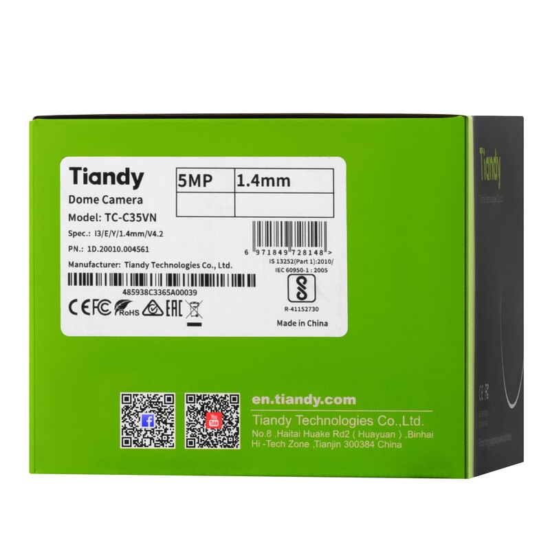 IP камера Tiandy TC-C35VN Spec:I3/E/Y/1.4mm/V4.2
