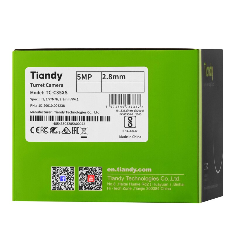 IP камера Tiandy TC-C35XS Spec:I3/E/Y/M/S/H/2.8mm/V4.0