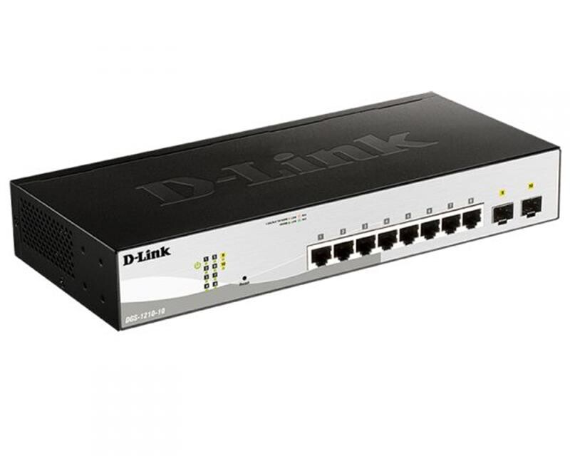 Комутатор D-Link DGS-1210-10 (8* 1Gbit, 2*SFP, Smart III)