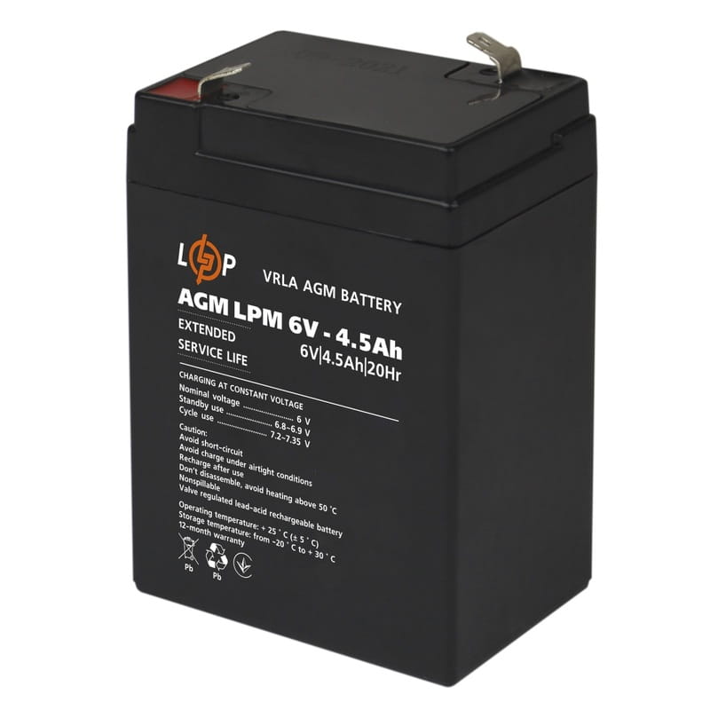 Аккумуляторная батарея LogicPower LPM 6V 4.5AH (LPM 6 - 4.5 AH) AGM