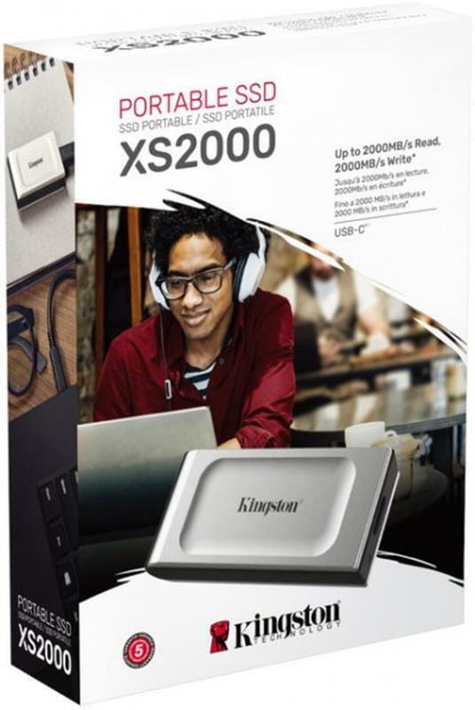 Накопичувач зовнішній SSD Portable USB 2.0ТB Kingston XS2000 Silver (SXS2000/2000G)