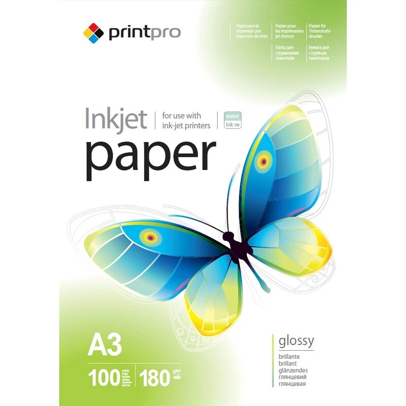 Фотобумага PrintPro глянцевая 180г/м2 A3 100л (PGE180100A3)