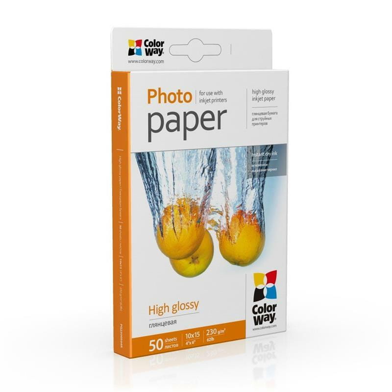 Фотобумага ColorWay глянцевая 230г/м2 10х15см 50 л. (PG2300504R)