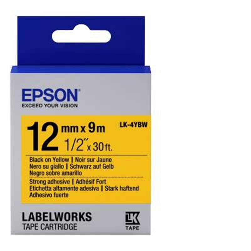 Стрічка Epson LK4YBW Strong Adhesive Black/Yellow 12mm/9m (C53S654014)