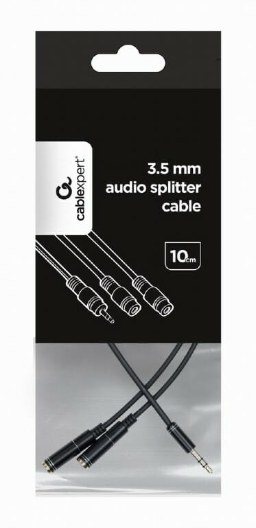 Аудіо-кабель Cablexpert 3.5 мм - 2х3.5 мм (M/F), 0.1 м, чорний (CCA-415-0.1M)