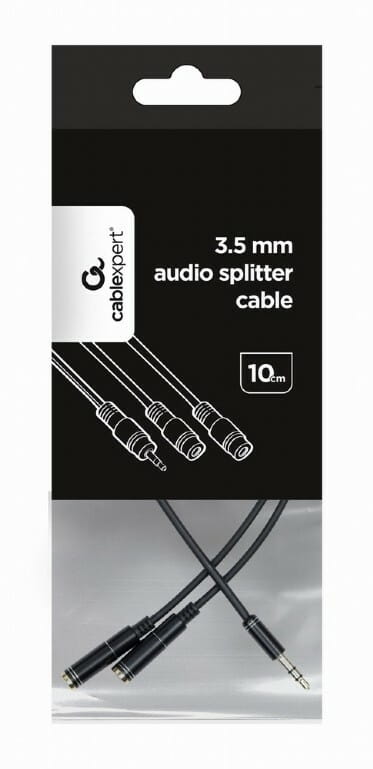 Аудио-кабель Cablexpert 3.5 мм - 2х3.5 мм (M/F), 0.1 м, черный (CCA-415-0.1M)