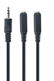 Аудио-кабель Cablexpert 3.5 мм - 2х3.5 мм (M/F), 0.1 м, черный (CCA-415-0.1M)