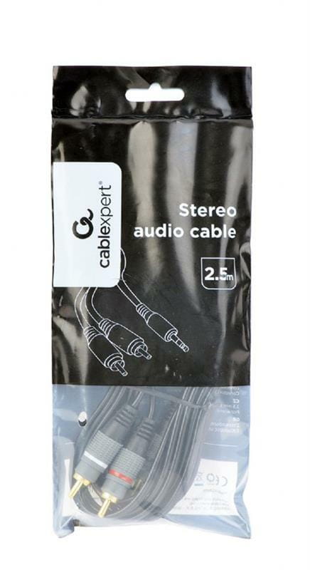Аудио-кабель Cablexpert 2хRCA - 3.5 мм (M/M), 1.5 м, черный (CCA-352-1.5M)