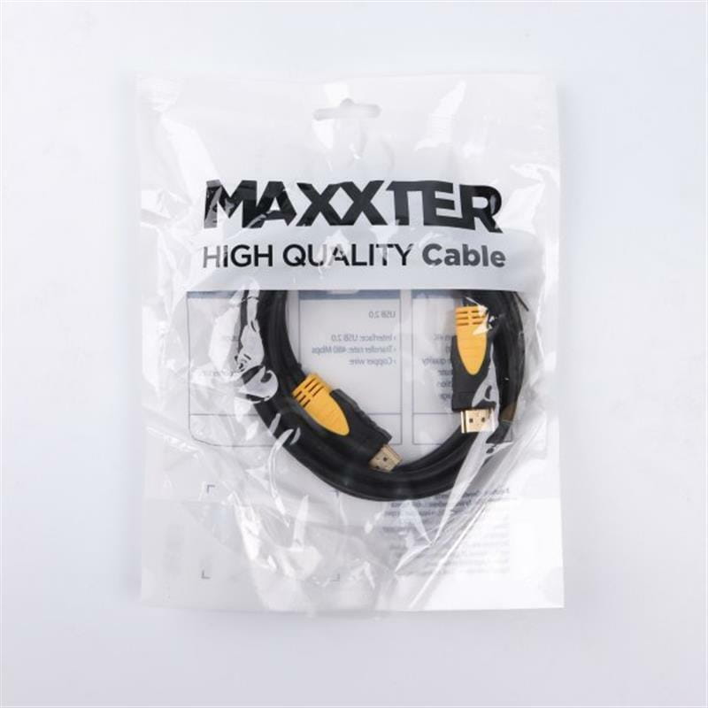 Кабель Maxxter HDMI - HDMI V 1.4 (M/M), 1 м, черный (VP-HDMI-1M) пакет