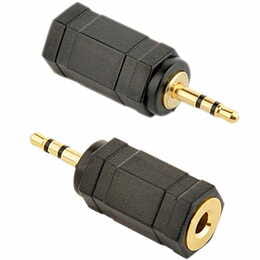 Адаптер Cablexpert 2.5 мм - 3.5 мм (M/F), черный (A-3.5F-2.5M)