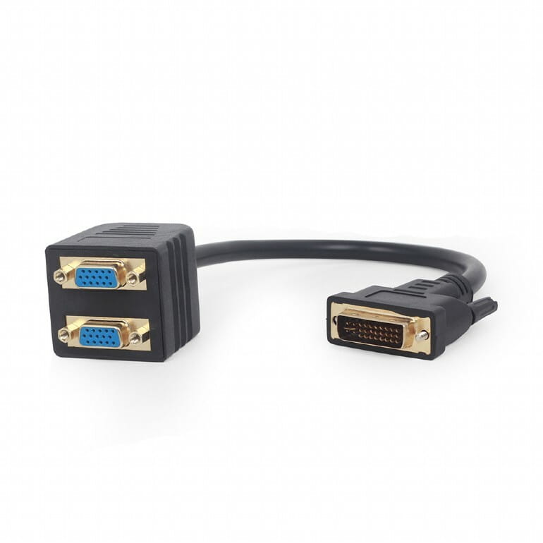 Разветвитель Cablexpert DVI - 2хVGA (M/F), 0.3 м, Black (A-DVI-2VGA-01)