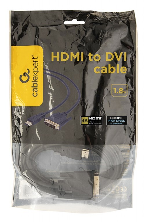 Кабель Cablexpert HDMI - DVI V 1.4 (M/M), 1.8 м, черный (CC-HDMI-DVI-6) пакет