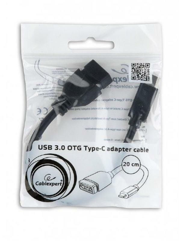 Кабель Cablexpert USB Type-C - USB V 3.0 (M/F), 0.2 м, черный (A-OTG-CMAF3-01)