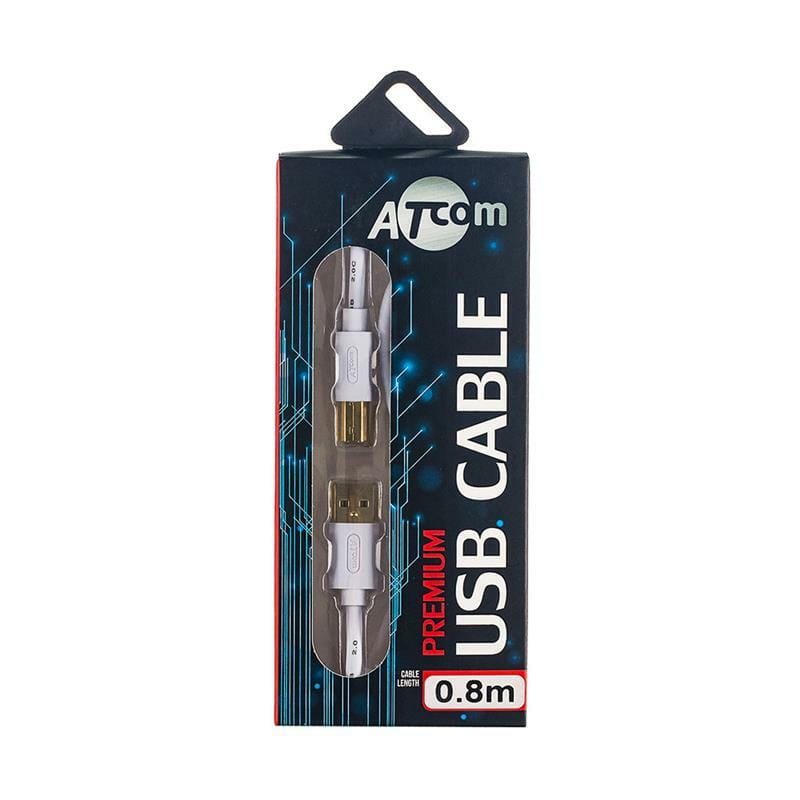 Кабель Atcom USB - USB Type-B V 2.0 (M/M), 0.8 м, білий (14370)