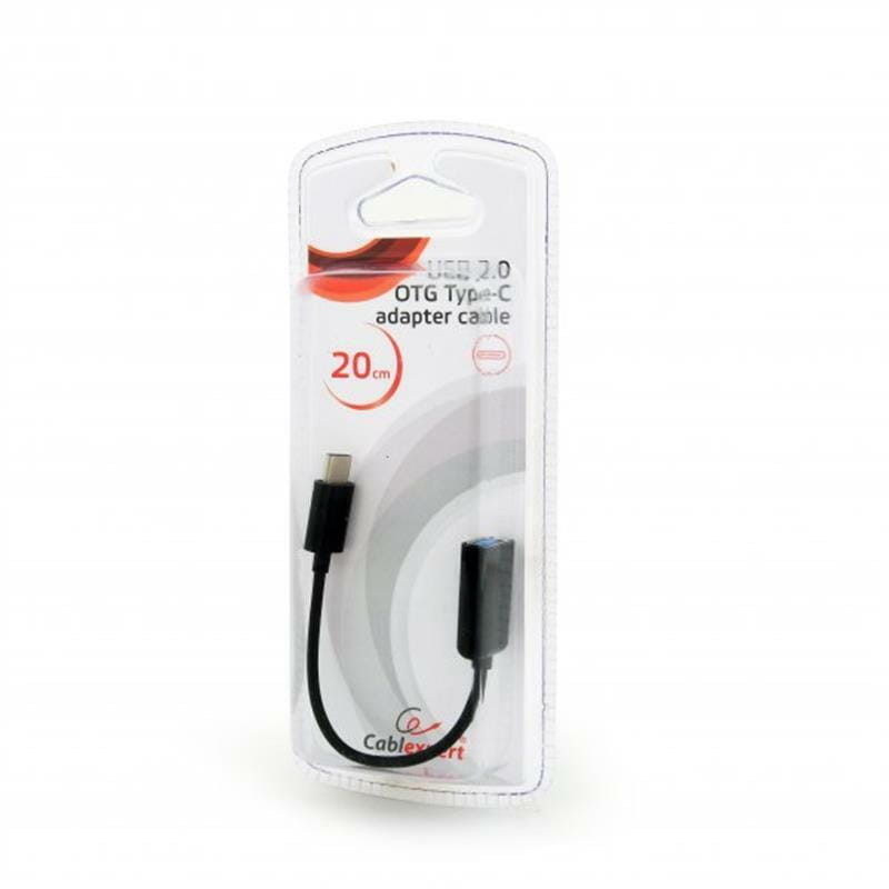 Кабель Cablexpert USB - USB Type-C V 2.0 (F/M), 0.2 м, черный (AB-OTG-CMAF2-01)