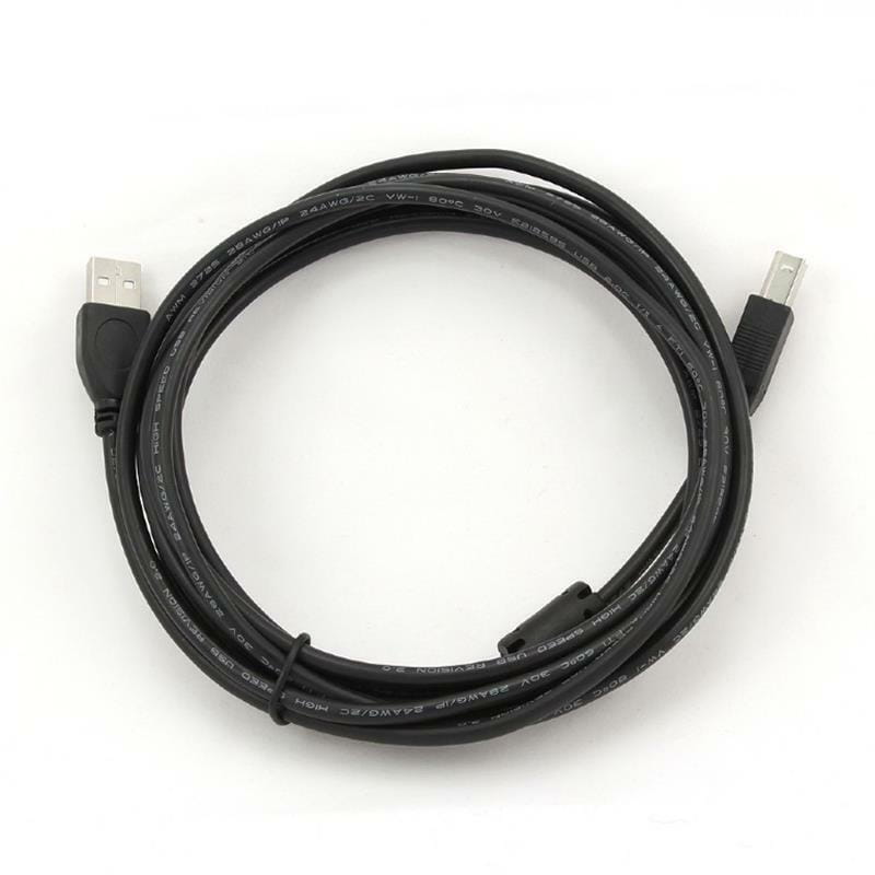 Кабель Cablexpert USB - USB Type-B V 2.0 (M/M), 3.0 м, Ферритовый фильтр, черный (CCF-USB2-AMBM-10)