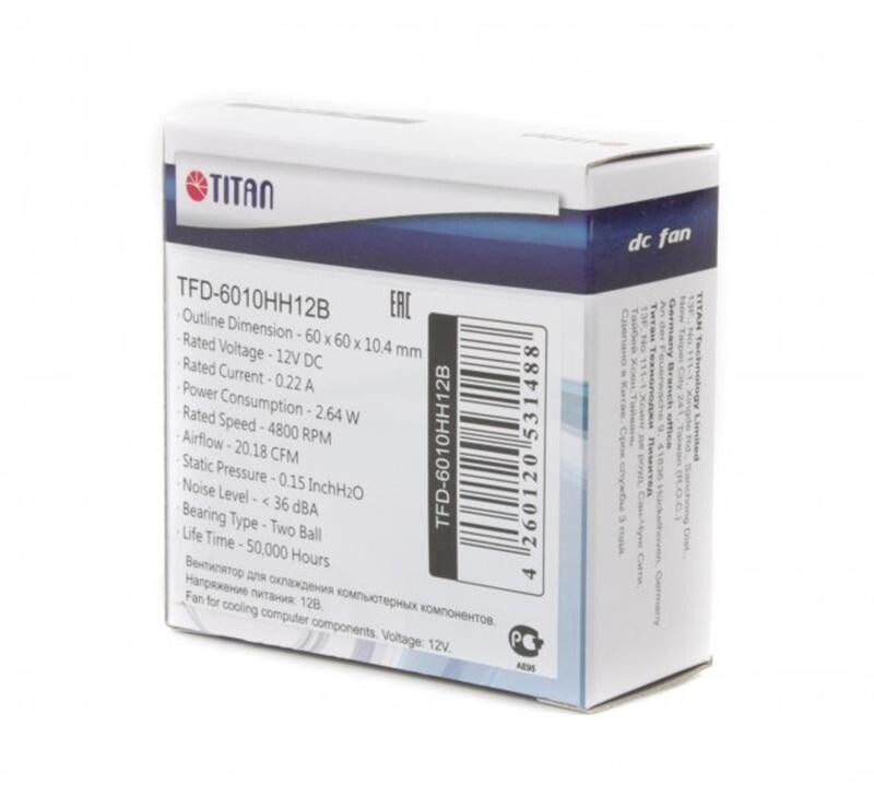 Вентилятор Titan TFD-6010HH12B, 60x60x10мм, 3-pin, чорний