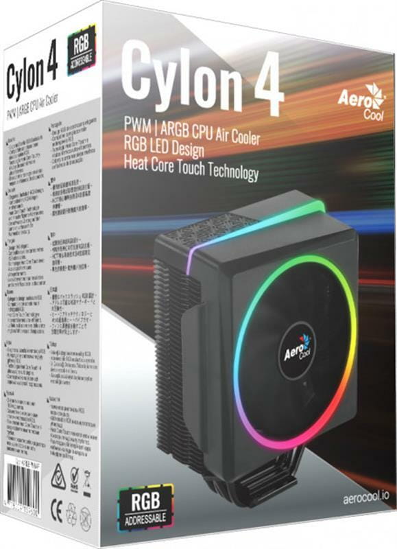 Кулер процессорный AeroCool Cylon 4, Intel:2066/2011/1200/1156/1155/1151/1150/775, AMD:AM4/AM3+/AM3/AM2+/AM2/FM2/FM1, 160 х 126 х 76 мм, 4-pin