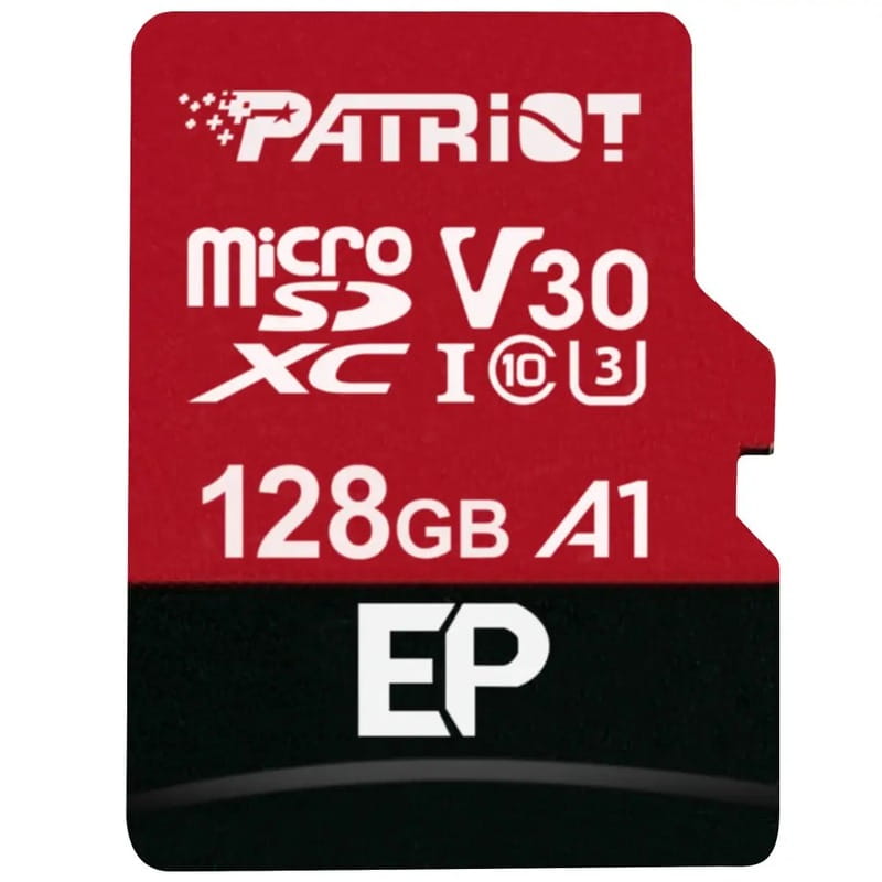 Карта памяти MicroSDXC 128GB UHS-I/U3 Class 10 Patriot EP A1 R90/W80MB/s + SD-adapter (PEF128GEP31MCX)