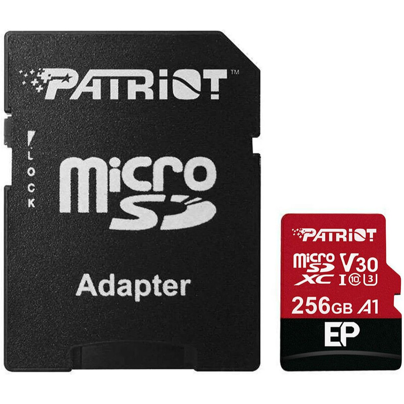 Карта пам`ятi MicroSDXC 256GB UHS-I/U3 Class 10 Patriot EP A1 R90/W80MB/s + SD-adapter (PEF256GEP31MCX)