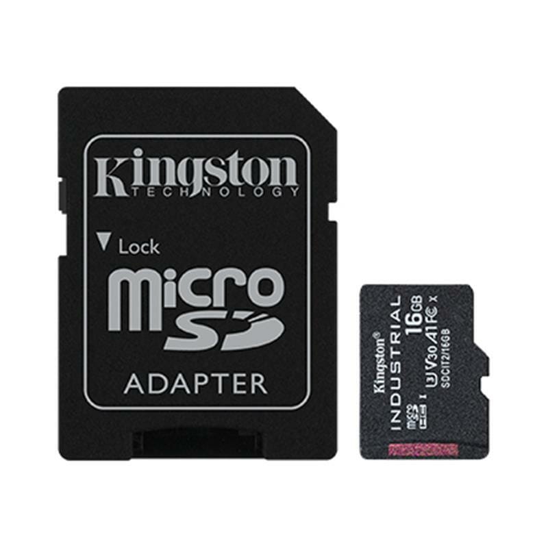 Карта памяти MicroSDHC 16GB UHS-I/U3 Class 10 Kingston Industrial + SD-adapter (SDCIT2/16GB)