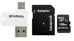 Карта пам`ятi MicroSDXC 128GB UHS-I Class 10 Goodram + SD-adapter + OTG Card reader (M1A4-1280R12)