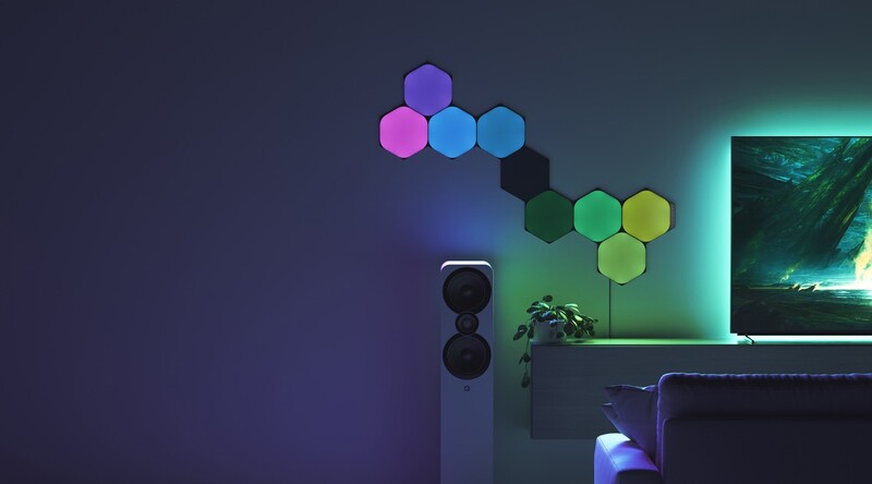 Розумна система освітлення Nanoleaf Shapes Ultra Black Hexagons Starter Kit, Apple HomeKit, 9 шт. (NL42-0102HX-9PK)