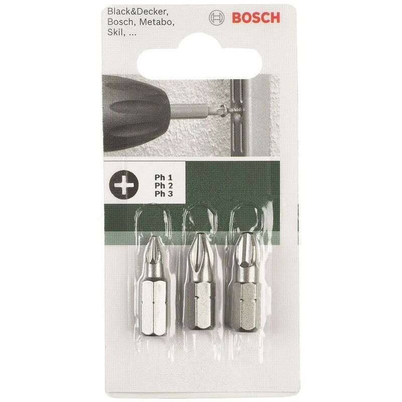 Біта Bosch PH1, PH2, PH3, 25мм набір 3шт (2.609.255.964)