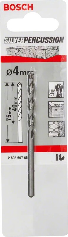 Свердло по бетону Bosch Professional CYL-3, 4х40х75мм SilverPercussion (2.608.597.656)